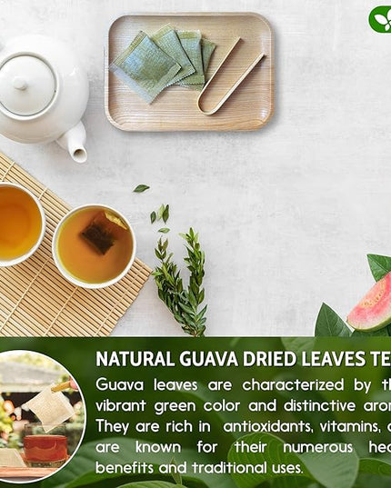 FreshDrinkUS, Premium 135 Guava Leaf Tea Bags, Handmade, From Great Origin, 100% Natural and Pure. Guava Tea, Loose Leaf Herbal Tea. No Sugar/Caffeine/Gluten, Vegan.