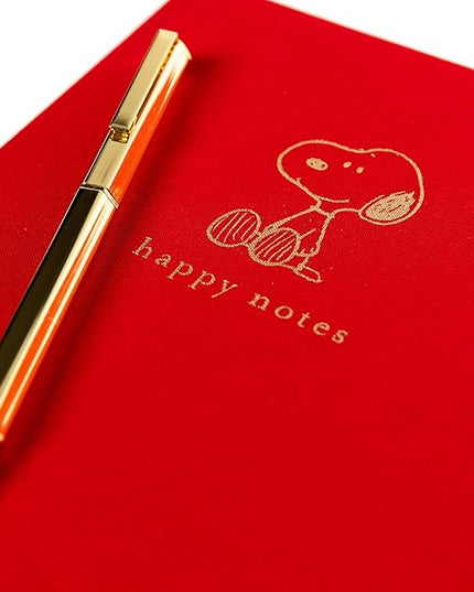 Snoopy Lined Journal Plus Pen by Graphique Luxe Collection, Hardcover Diary Notebook for Writing, Gold Foil Embossing, 160 Pages, 6” x 8”