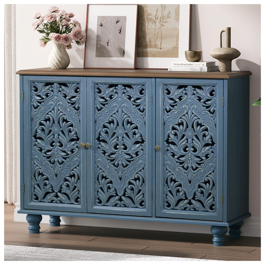 JOINICE 42.5" Accent Storage Cabinet with 3 Doors for Living Room,Blue