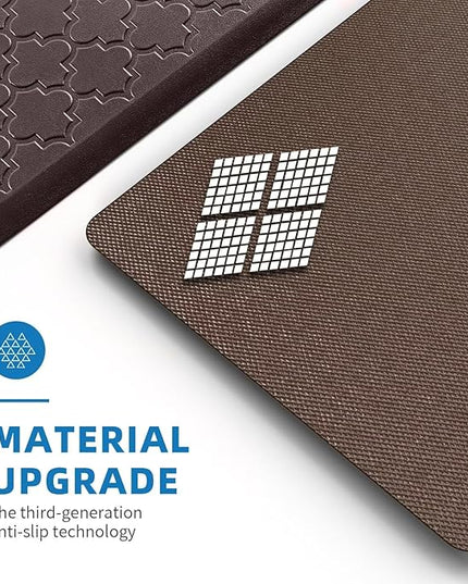 Kitchen Mats for Floor 2 Piece - Anti Fatigue Mats for Kitchen Floor - Non Slip Cushioned Rugs for Standing, Office, Sink, Laundry, Chocolate