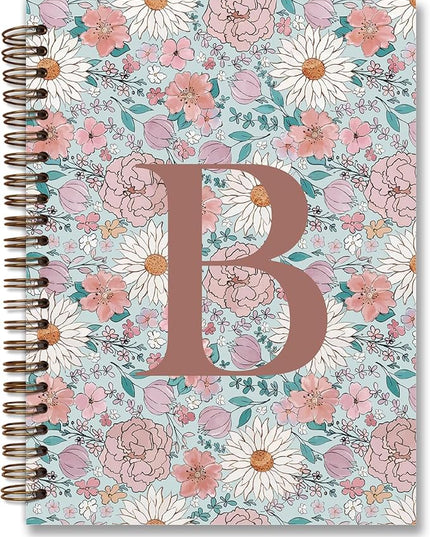 Vintage Floral Personalized Notebook, Initial Letter B Notebook Journal ,Vintage Flower Notebook for Work School Office Supplies,,Monogrammed Notebook for Women Teen Girl,Back to School Supplies 5.5 x 8.3