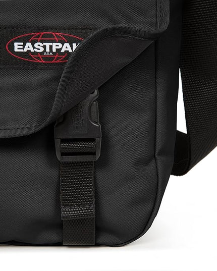 EASTPAK Delegate + – 20L Weatherproof Shoulder Bag with 17" Laptop Sleeve, Trolley Strap, Reflective Details, Adjustable Padded Strap, Black