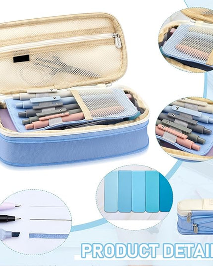 Sinload 60 Pcs Aesthetic Book Annotation Kit School Supplies Cute Pencil Case 12 Highlighter 5 Gel Pen 6 Mechanical Pencil 5 Magnetic Bookmark 1220 Pcs Sticky Note Tab Student Stationary(Light Blue)