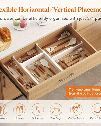 Lifewit 12 Pack Kitchen Drawer Dividers 2.36" High, 16"-22" Adjustable Drawer Organizer for Utensils/Clothes/Makeup, Plastic Expandable Separators in Dresser/Bedroom/Bathroom/Office Storage