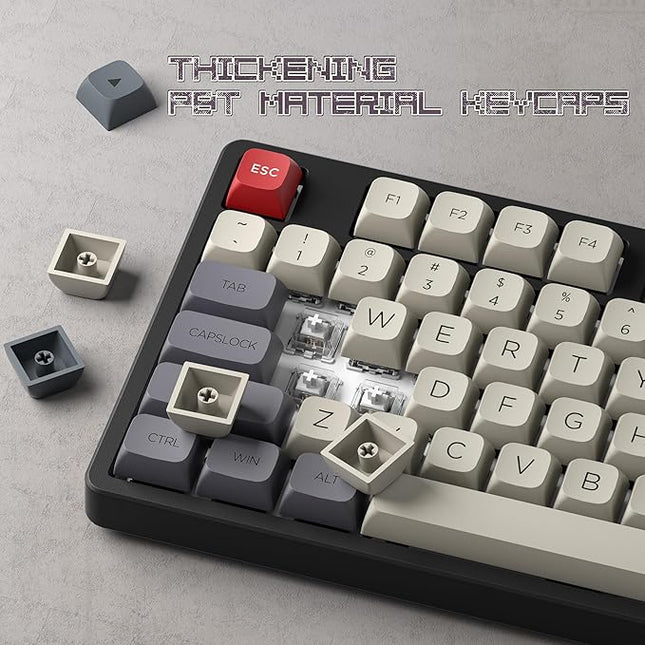 XDA Profile PBT Keycaps, Retro Game Console Custom Keycap Set, XVX Keyboard Keycap 75 Percent with Dye-Sublimation Suitable for Most 65% 80% 100% Gateron Cherry MX Switches Mechanical Keyboard