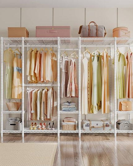 VIPEK V50 Extra Large Portable Closet Rack Bedroom Armoire Freestanding Wardrobe Closet, Heavy Duty Multi-Functional Metal Clothing Rack for Hanging Clothes, Max Load 1300lbs, White