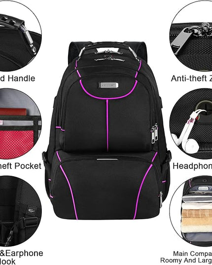 VECKUSON Laptop Backpack, 15.6 Inches, Purple, Unisex