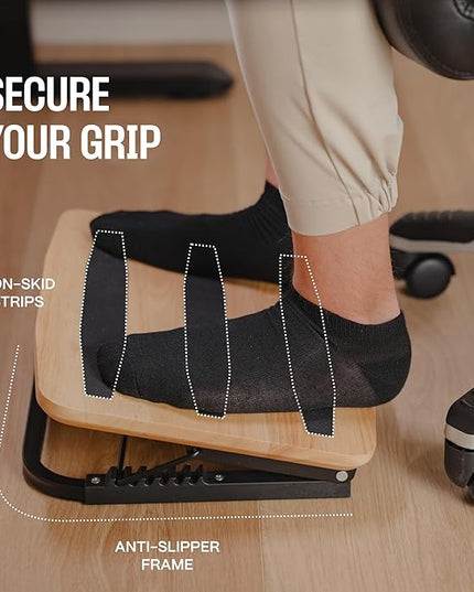Adjustable Under Desk Foot Stool - Ergonomic Foot Rest with 7 Angles - Natural