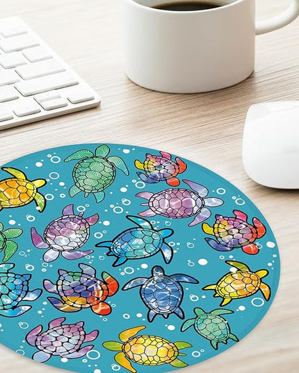 Sea Turtles Round Mouse Pad,Funny Small Mouse Pad with Non-Slip Rubber Base,Mouse Mat,Home Office Decor Desk Accessories,8.7inch Round Mouse Pad 2