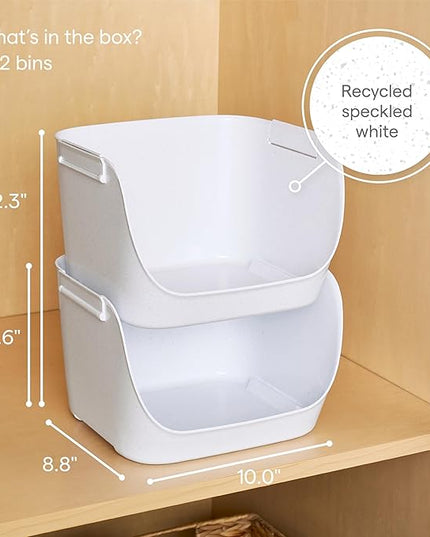 YouCopia ShelfBin Stacking Pantry Bins, 2-Pack, Stackable Storage Basket Organizers for Kitchen and Cabinet Organization