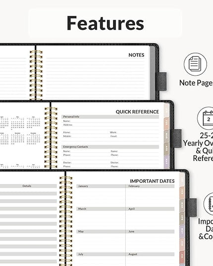 SUNEE 2026 Weekly & Monthly Planner 9"x11.2"- 12 Month (January 2026 - December 2026), Vegan Leather Cover, Pocket, Bookmark, Notes, Monthly Tab, Black