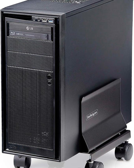 StarTech.com Computer Tower Cart, Rolling Mobile CPU Caddy on Wheels, Max Load 46.3lb/21kg, Adjustable Desktop Case Mount