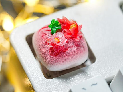 Mid-Autumn Festival Floral Mooncake Artisan Keycap R1 SA Profile Custom Cute Keycaps 1U ESC Handmade Gaming Resin Key Cap Cherry MX Switch Compatible Mechanical Keyboard Lover Gift