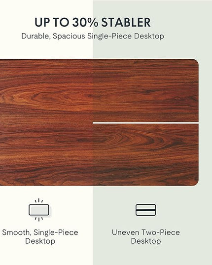 FLEXISPOT EN1 One-Piece Standing Desk with 1-Inch Thick Desktop, 60"x24" Electric Height Adjustable Desk for Home Office & Multi-Device Workstations, Mahogany