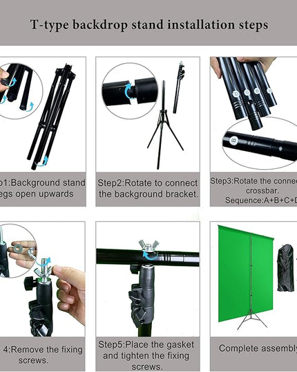 5x6.5ft Portable Green Screen Backdrop Kit with Stand - Includes Carry Bag & Clamps, Foldable Green ScreenBackground for Streaming, Video Recording, Zoom Meetings, Photography