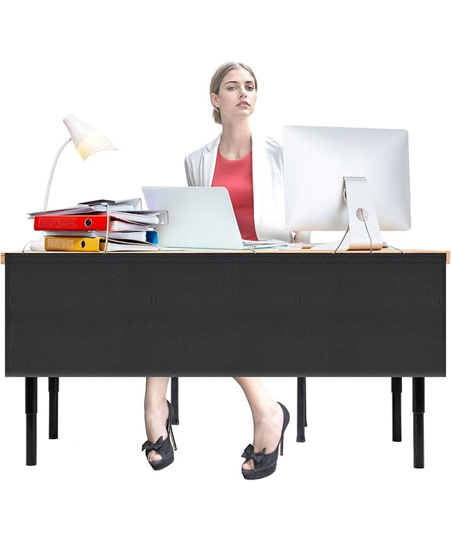 60" Under Desk Privacy Panel Self-Adhesive Modesty Panel with Wire Pocket for Cable Management Organizer Heavy Duty Desk Skirt - Office Home or Standing Workstation Concealer Shield