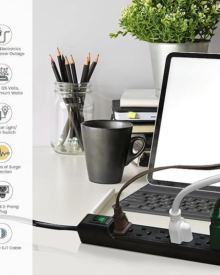 Go Green Power Inc. GG-16103MINBK 6 Outlet Surge Protector, Black