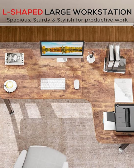 EUREKA ERGONOMIC 60 Inch Black Corner L Shaped Computer Desk, Home Office Gaming Study Work Writing Table Long Large Sturdy Workstation Simple Modern with Metal Legs, Right Side