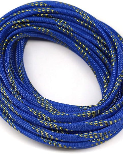 30ft PET Expandable Sleeving Wire Cable Sleeve (1/2" Gold&Blue 30ft)