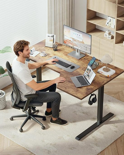 Klicelor 55 Inch L Shaped Standing Desk, Adjustable Height Corner Desk for Home Office Workstation, Sit Stand Desk with Two-Piece Desktop, Rustic Brown