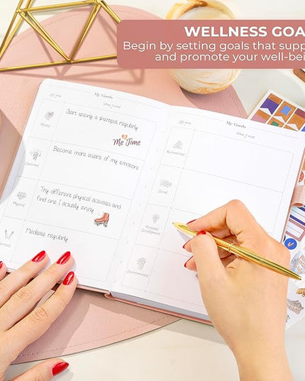GoGirl Self-care Journal – Daily Mental Health Notebook with Mood & Wellness Trackers – Personal Development, Meditation & Reflection Journal for Women – Hardcover, Lasts 3 Months (Rose Gold)