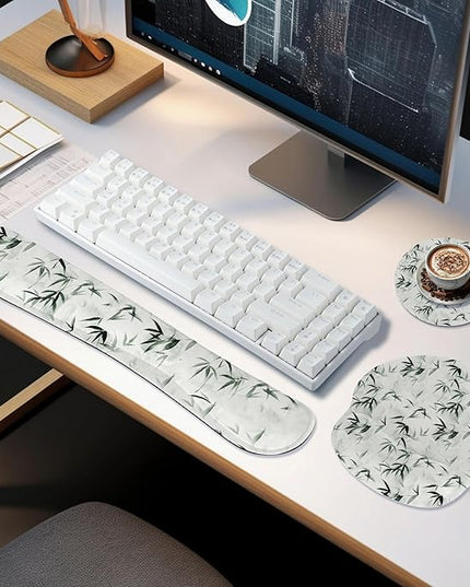 RICHEN 3 PCS Computer Mouse Pads for Desk with Coaster Set, Non-Slip Keyboard Wrist Rest and Mouse Pad Set, Ergonomic Design(YKMWR-56)
