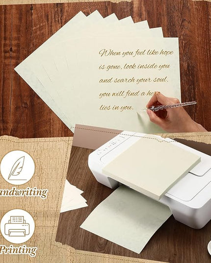 Epakh 200 Sheets Old Age Parchment Paper 8.5 x 11 Inch Standard Letter Vintage Colored Old Parchment Semblance Double Side Printing Paper(Lvory)