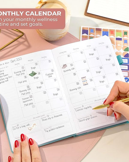 GoGirl Self-care Journal – Daily Mental Health Notebook with Mood & Wellness Trackers – Personal Development, Meditation & Reflection Journal for Women – Hardcover, Lasts 3 Months (Aquamarine)