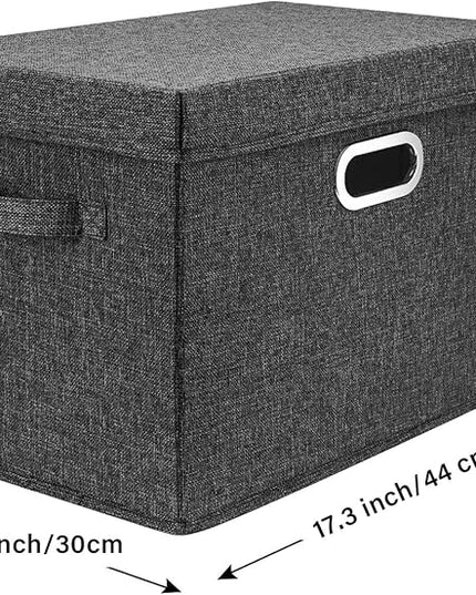 TYEERS Large Storage Bins with Lids, Collapsible, Washable, Fabric Storage Boxes for Organizing, 17.3x11.8x11.4 inches, 2 Pack, Black