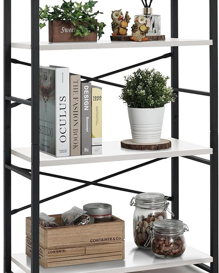 CAPHAUS 3 Tier Small Bookshelf, 24 Inch Width Free Standing Shelf, Bookcase Shelf Storage Organizer, Industrial Book Shelves for Home Office, Living Room, White Shelves & Metal Frame
