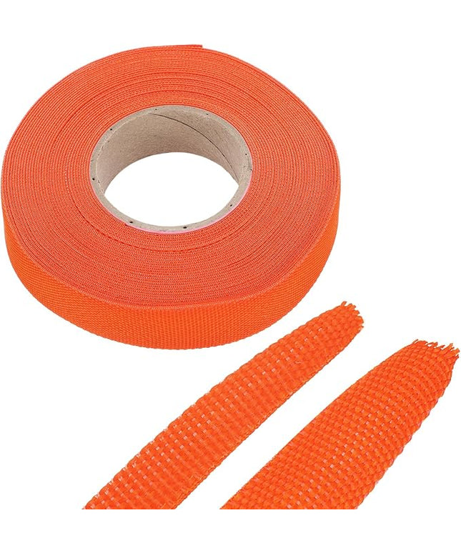 MECCANIXITY Braided Cable Sleeves Heat Shrinkable Fabric Sleeving, 5/8" 40ft Orange 2:1 Ratio Heat Shrinkable Cord Protector for Harness Cable, Network Cable Protection, Cable Management