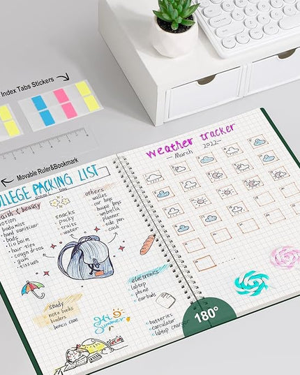 AHGXG Graph Paper Notebook - Spiral Notebook 8.5" x 11", A4 Large Graph Notebook, 100 gsm Thick Grid Paper, Waterproof Plastic Cover Journals for School Writing Engineering Math, Green