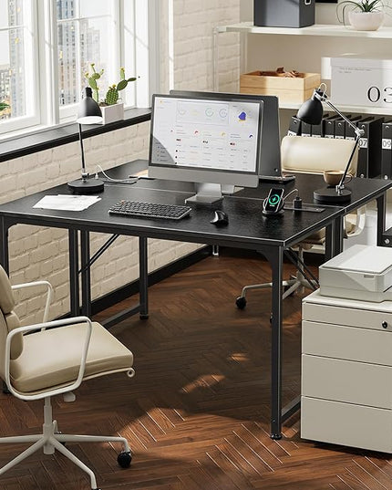 PRAISUN 40 X 20 Inch Computer Desk with Power Outlets and USB-C Port, Gaming Office Desk with Deeper Desktop, Writing Work Desk for Home Office, Study, Bedroom, Work from Home Desk, Metal Frame, Black