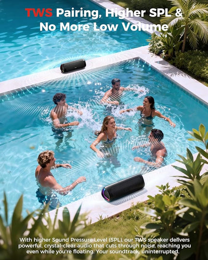 Bluetooth Speaker with HD Sound, Portable Wireless, IPX5 Waterproof, Up to 20H Playtime, TWS Pairing, BT5.3, for Home/Party/Outdoor/Beach, Electronic Gadgets, Birthday Gift (Black)