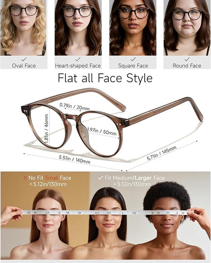 Icesor Round Blue Light Blocking Glasses Lightweight Chic Frame Anti Eye Strain Protection Computer Gaming for Women and Men