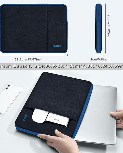 Hseok Laptop Case 15.6 Inch Sleeve, Shockproof Protective Water Repellent with Accessory Pocket,Compatible with Mac Pro 16 inch 2025-2019, Sleeve Bag for Most 15 15.6 16 Notebooks,Black&Blue