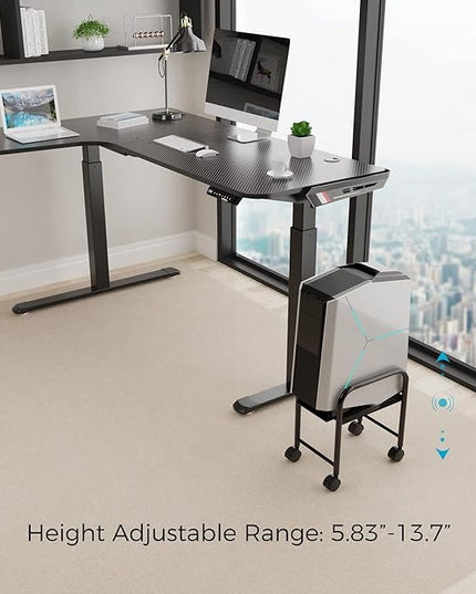 EUREKA ERGONOMIC Computer Tower Stand, Height Adjustable PC Stand for Under Desk, Mobile Rolling CPU Holer with 360° Locking Caster Wheels, Desktop Tower Cart on Floor, Desk Accessories, Steel, Black