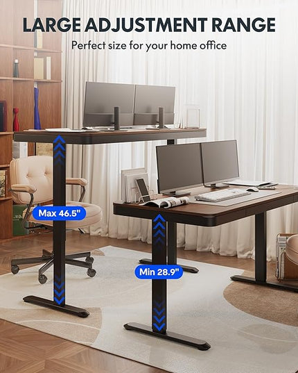 FLEXISPOT Comhar 55" Electric Standing Desk with Drawers, Quick Assembly Home Office Sit Stand Desk with Storage & USB Charging, Computer Workstation for Home Office (55" Wood, Dark Walnut/Black)