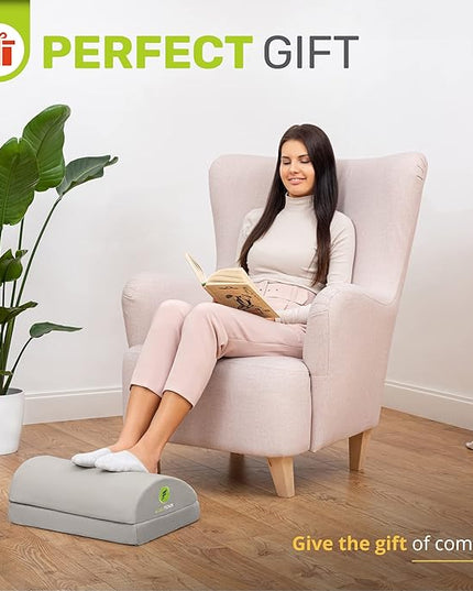 ErgoFoam Foot Rest - Chiropractor-Endorsed Orthopedic Teardrop Design - 2in1 Adjustable Premium Under Desk Footrest - Ergonomic Foot Rest for Lumbar, Back, Knee Pain (Grey)