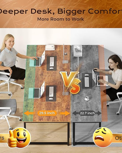 PRAISUN 78.7 X 29.5 Inch Computer Desk with Deeper Desktop, Long Gaming Office Writing Work Desk for Home Office, Study, Bedroom, Work from Home, Metal Frame, Rustic Brown