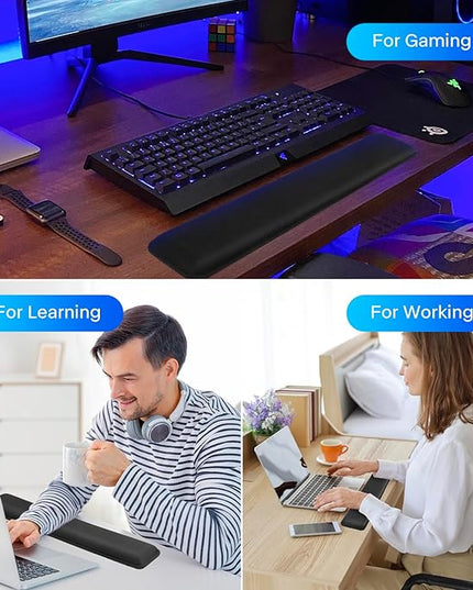 Yolanda Keyboard Wrist Rest/Pad - Cooling Gel - Stitched Edges - Keyboard Accessory,Ergonomic,Black