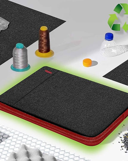 Slim Laptop Case 13.3 14 inch Sleeve, Rainproof & Shockproof Carrying Case for Notebooks Compatible with MacBook Pro 14" and All Models 13.3" MacBook Air/Pro, Most Popular 13"-14" PC,Black-red