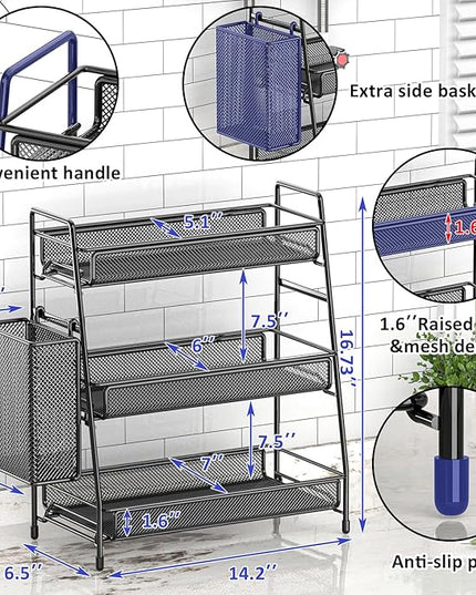 EKNITEY Bathroom Countertop Organizer Shelf - 3 Tier Counter Spice Rack Metal Makeup Rack Small Coffee Station Organizer for Sink/Bedroom/Living room/Kitchen/Office