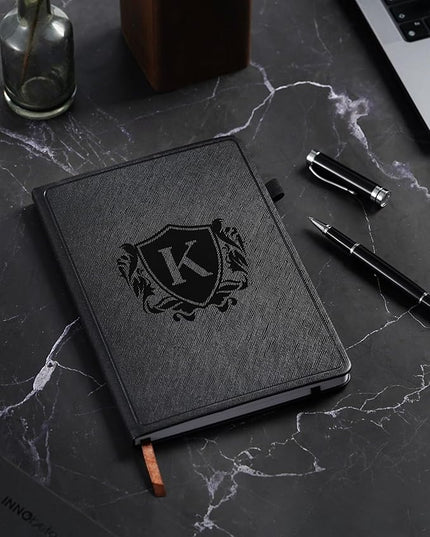 InnoBeta Personalized Notebook for Men, Hardcover Leather Journal for Writing, Travel, Business, Work & School, Note Taking, A5 Diary Notepad, 5.7"×8.3" Black, G