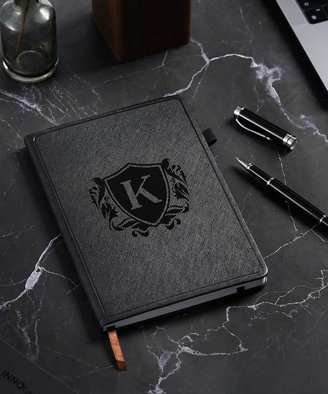 InnoBeta Personalized Notebook for Men, Hardcover Leather Journal for Writing, Travel, Business, Work & School, Note Taking, A5 Diary Notepad, 5.7"×8.3" Black, M