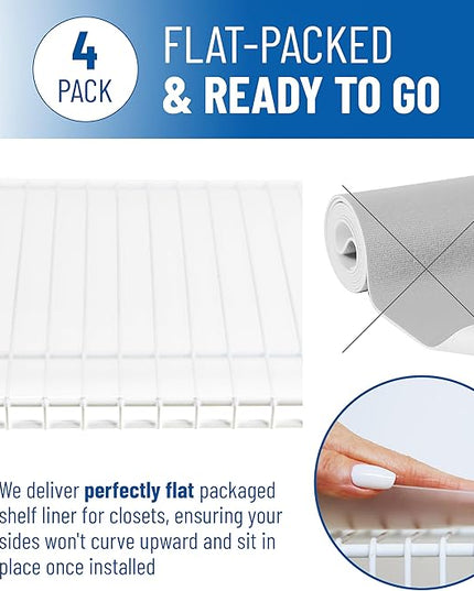 Wire Shelf Liner - 12" x 48" Flat Packed - Set of 4 - Clear - Wire Shelf Liners for Closets, Pantry and More - Plastic Closet Liner for Shelves - Easy to Trim - Wire Rack Cover - Closet Shelf Liner