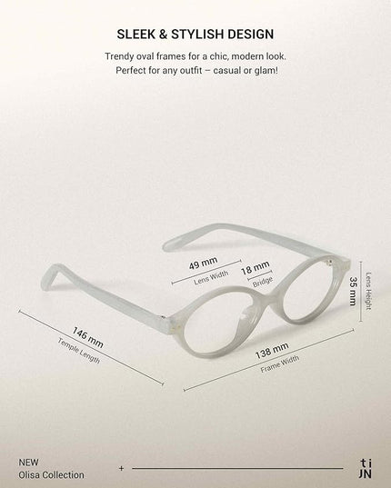 TIJN Olisa Blue Light Blocking Glasses for Women Men,Oval Glasses Frame Bluelight Glasses for Gaming/Computer/Screen