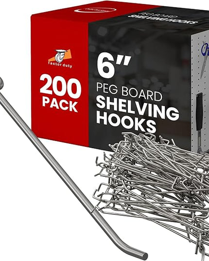 200 Pack PEG Board Pegboard Shelving Hooks 6" Length Wholesale Lot