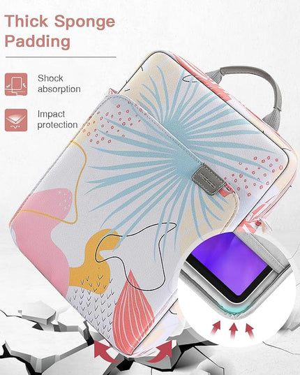 MoKo 12.9 Inch Tablet Sleeve Bag,Fits with 13" New iPad Pro M4 & Air M2 2024,iPad Pro 12.9 M2&M1,Surface Laptop Go 12.4,Galaxy Tab S8+/S9+ 12.4,Handle Carrying Case with Shoulder Strap, Tropical Leaf