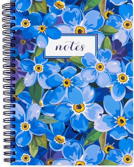 Steel Mill & Co Cute Mini Spiral Notebook, 8.25" x 6.25" Journal with Durable Hardcover and 160 Lined Pages (Forget Me Not)